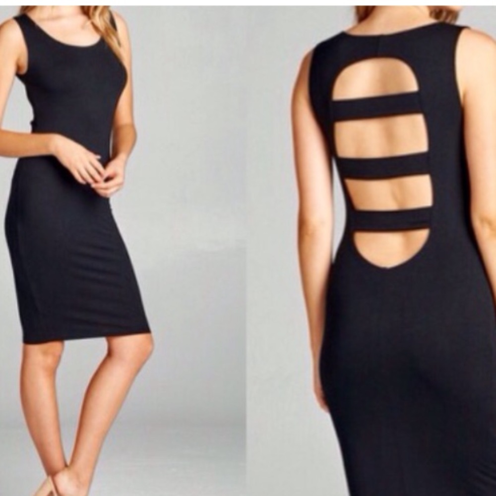 🔥 Strap Back BodyCon Dress in Black - Picture 3 of 8